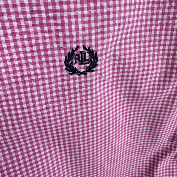 Lauren Ralph Lauren Pink White Checkered Long Sleeve Button Up Boy's Size 20 - Picture 3 of 6